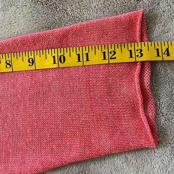 Eileen Fisher 100% Organic Linen Knit Square Neck 3/4 Sleeve Coral Shirt Small - Picture 9 of 10